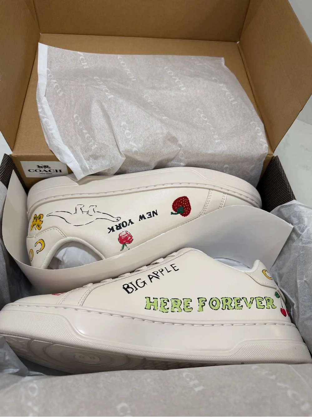 Coach cream graphic 'New York Big Apple' sneakers